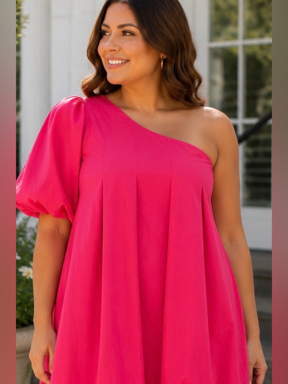 Sugarlips Loraine Bubble One Shoulder Mini Dress Pink XL - Picture 3 of 4